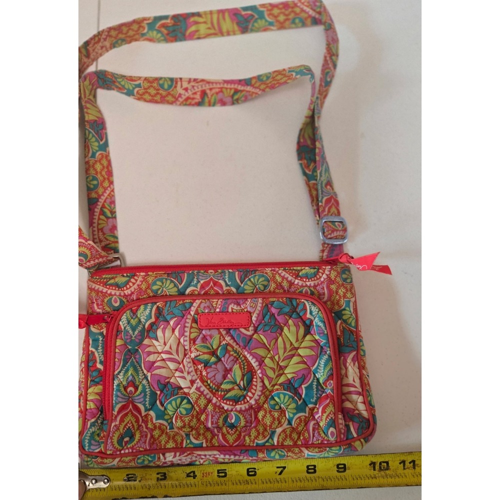 Vera Bradley‎ Quilted Paisley Crossbody Bag Red Pink Green Blue Adjustable Strap - Picture 4 of 8